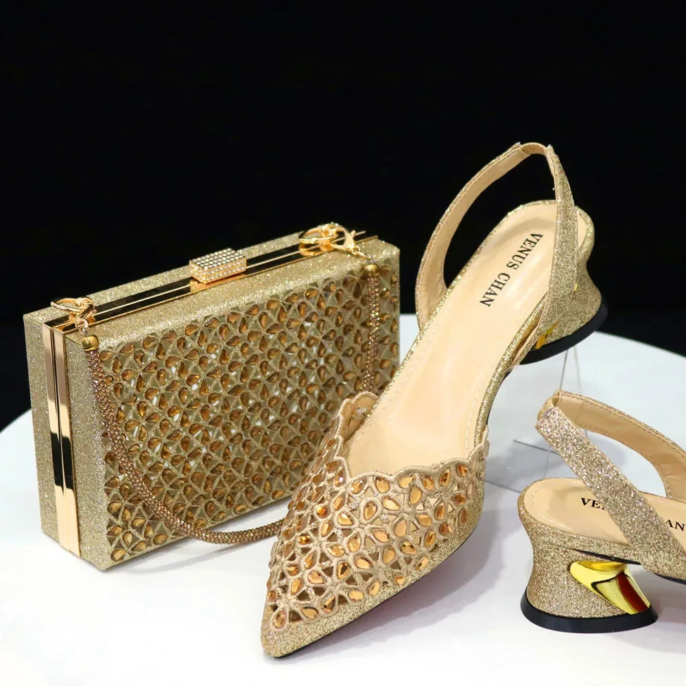 2023 Royal Blue Noble Three-Dimensional Bag With Elegant High Heels Shoes Italian Popular Design African Ladies Shoes Bag Set