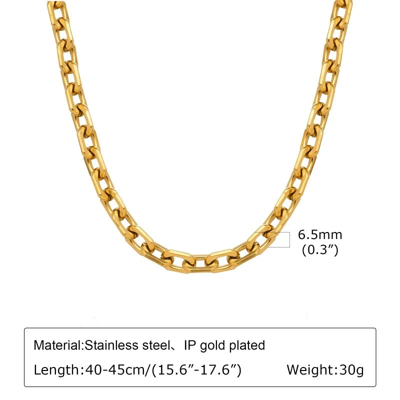Chunky Gold Plated Link Necklace For Women, Stainless Steel Oval Thick Chain Choker Minimalist Jewelry Trendy Party Jewelry Gift