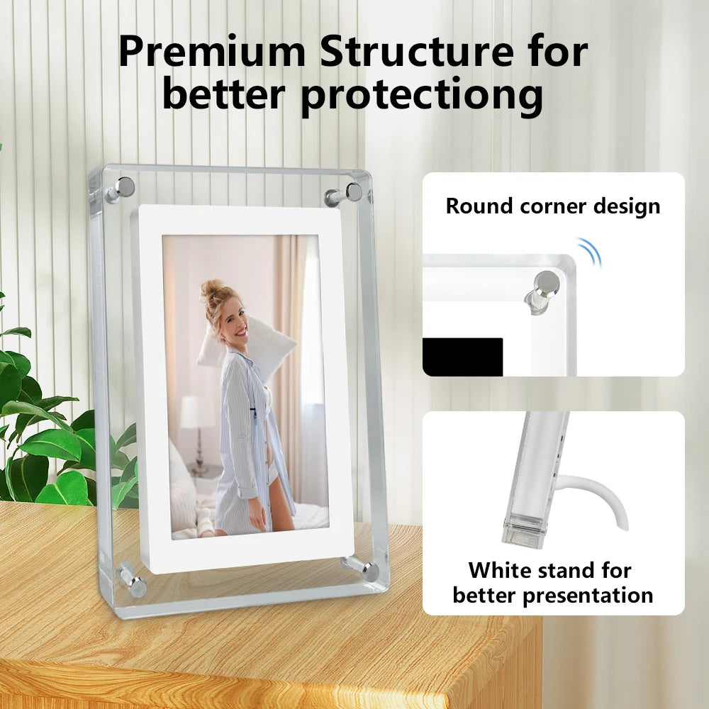 Acrylic Digital Photo Frame 5 Inch 1200mAh Vertical Display IPS Screen 4G Memory Battery Porta Retrato Digital Picture Frame