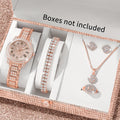 6pcs elegant ladies' quartz watch with necklace accessories set, suitable for daily wear and holiday gifts