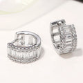 Huitan Fashion Women's Hoop Earrings with Sparkling Cubic Zirconia Fancy Female Ear Accessories Good Quality Wholesale Jewelry