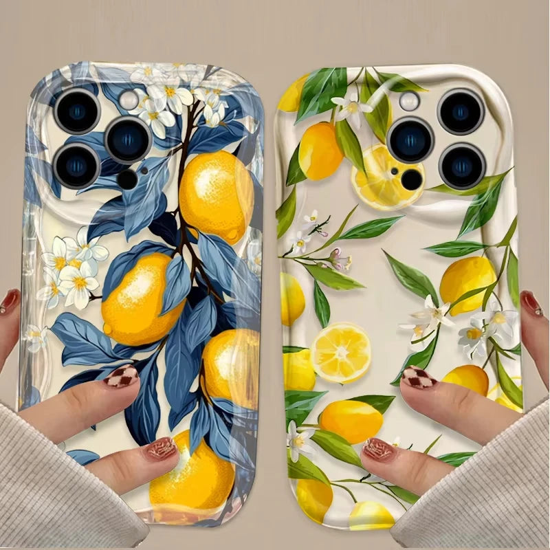 Summer Fruit Lemon Flower 3D Clear Case For iPhone 18 17 16 16E 15 14 13 12 11 Pro Max X XS XR 17 Air Silicone Cover