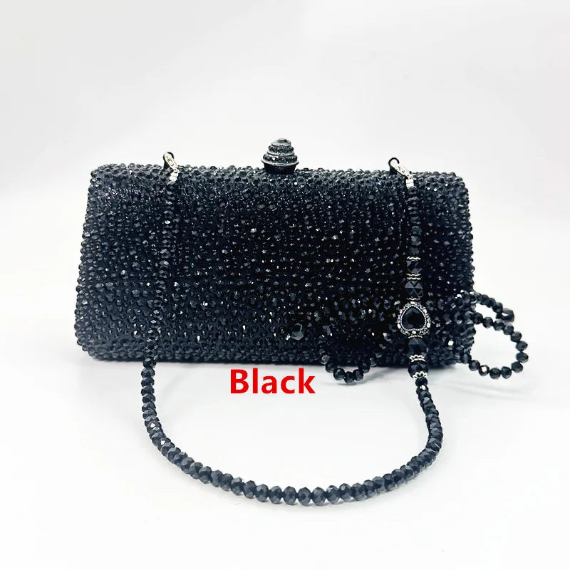 XIYUAN Orange Crystal Evening Clutch Bag Glittering Diamond Crossbody Purse Wedding Bridal Handbag Gorgeous Stones Party Purses