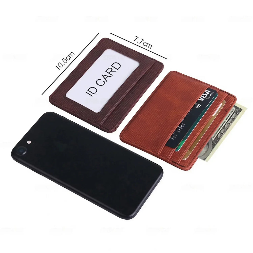 Mini Travel PU Leather Card Holder Wallet Lizard Pattern ID Window Case for Men Women Compact Wallet Organizer
