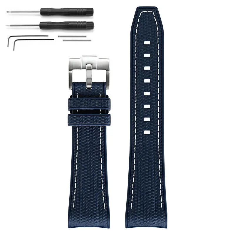 Rubber Silicone Watch Band for Swatch X Blancpain GREEN ABYSS Curved End Waterproof Sport Woven Pattern Strap Bracelet 22mm