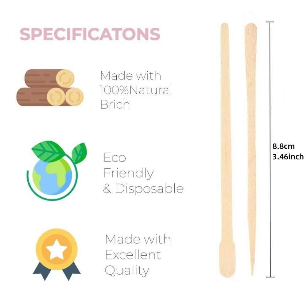 100PCS Woman Wooden Hair Removal Stick Disposable Depilation Spatula Wax Sticks Wood Face Eyebrows Waxing Spatula Beauty Tool