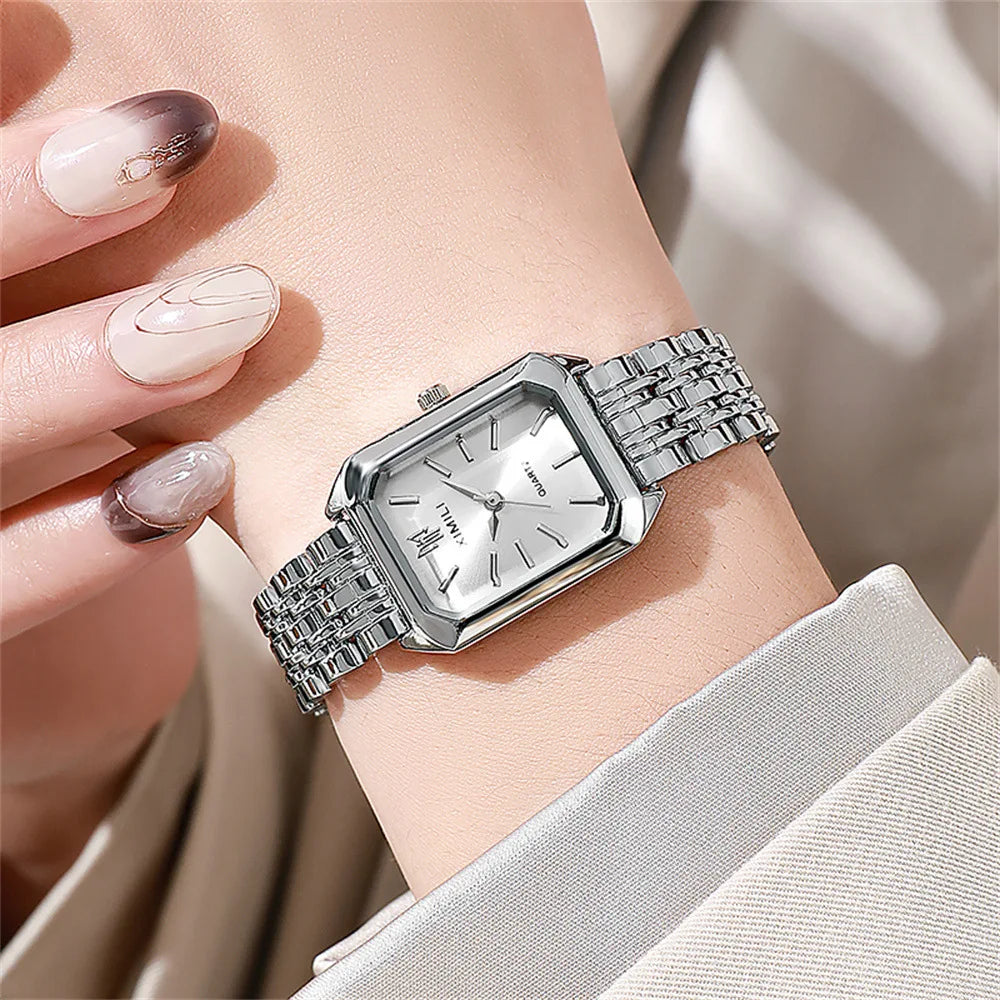UTHAI W124 Fashion Women watch square business light luxury stainless steel quartz watch casual clock gift，watches for woman