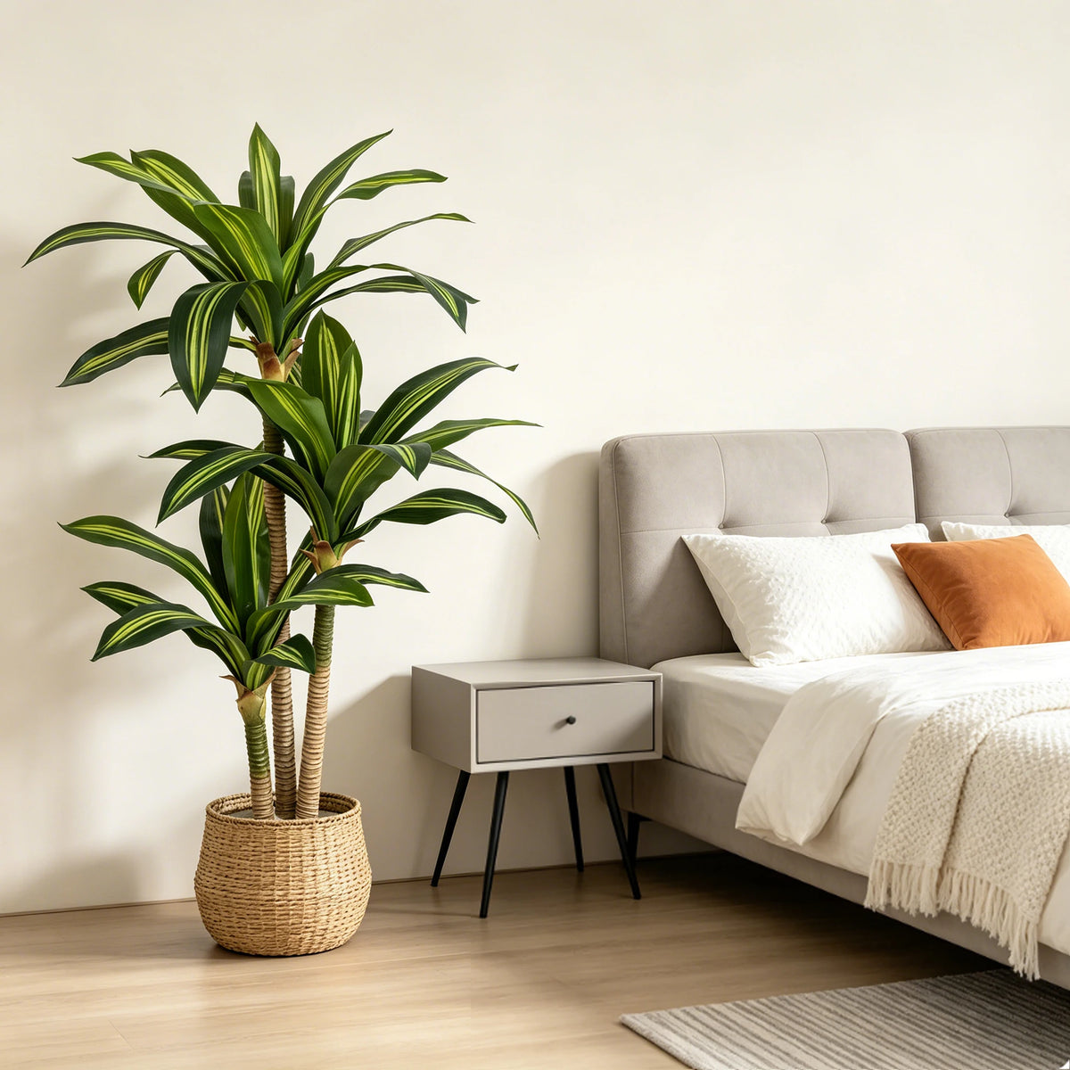 4ft/5ft/6ft Artificial Dracaena Tree in Pot - Realistic Faux Plastic Tropical Floor Plant with Easy Assembly, All-Season Indoor/Outdoor Decor for Home Office Living Room Porch, Housewarming Gift Perfect for Christmas Thanksgi