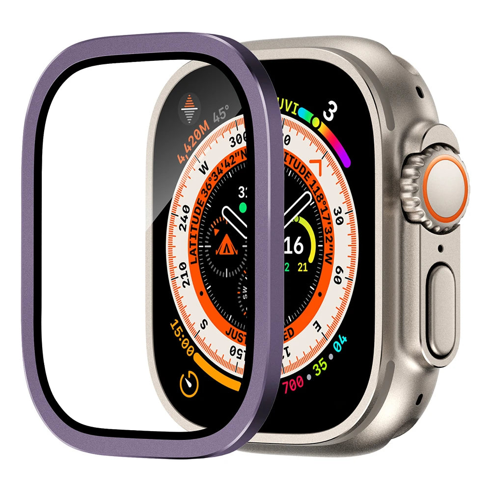 Tempered Glass for Apple Watch Ultra 2 49mm Screen Protector Metal Frame Anti-Scratch for IWatch Series Ultra 49 mm Accessories