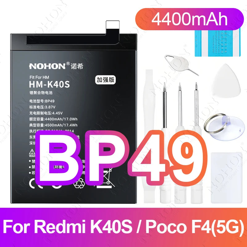 NOHON BN61 Battery for Xiaomi Poco X3 X4 GT X5 X6 Pro F5 F4 F3 F2 M5 M4 M3 M6 Pro C40 Redmi K50 K40 K30 Bateria BM4Y BN57 BP48