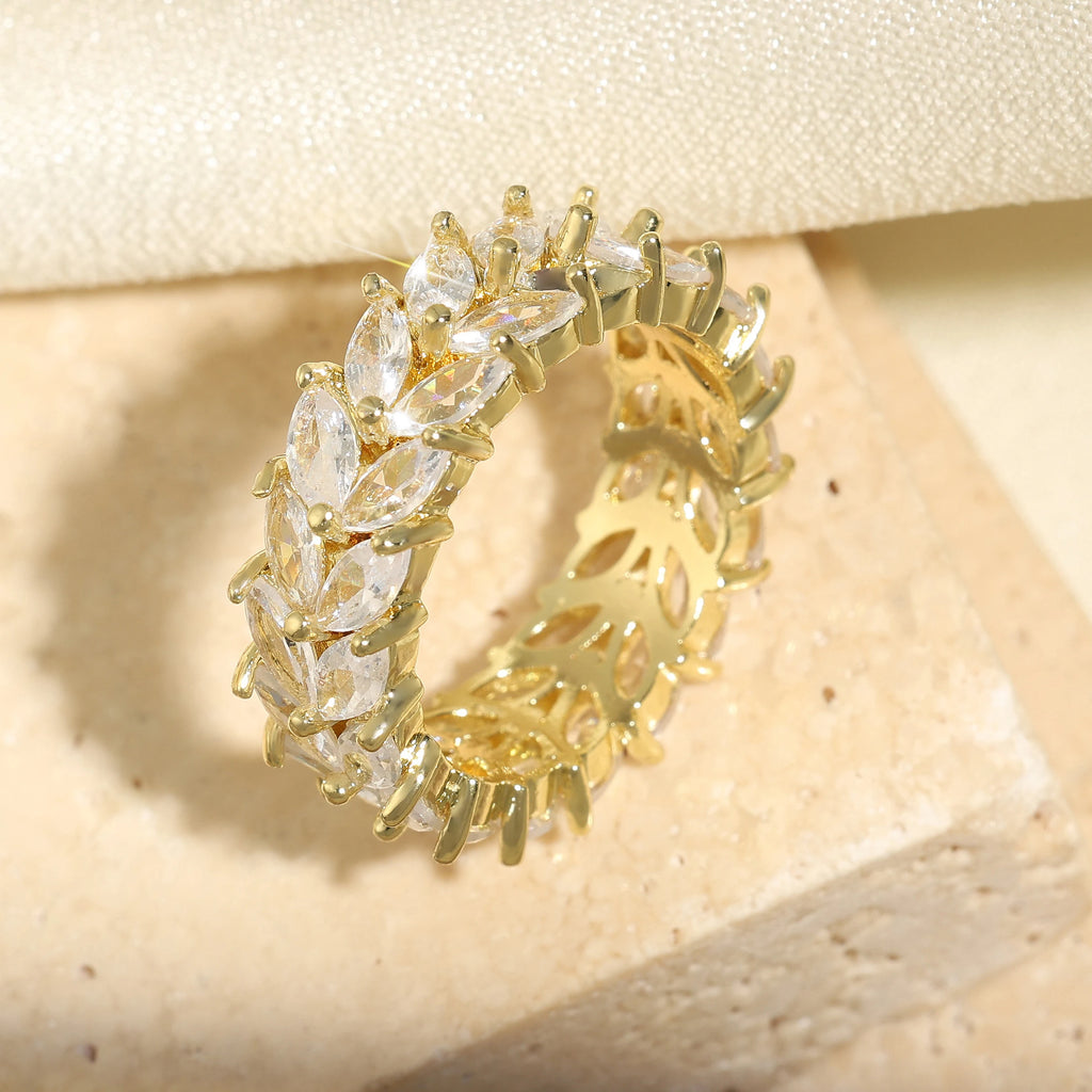 Classic Cubic Zirconia Engagement Rings for Women Luxury 18K Gold Color Plated Wedding Party Jewelry