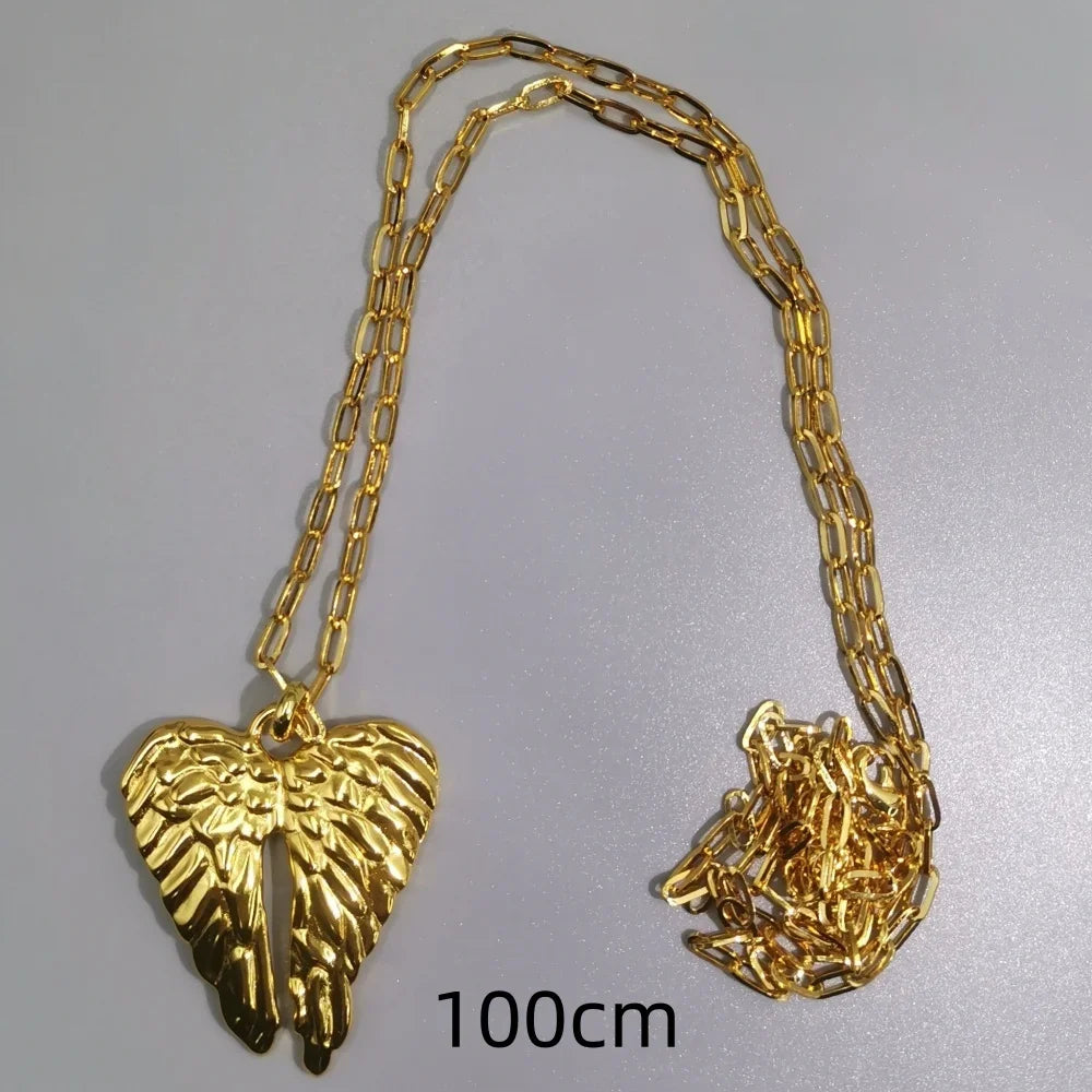 European and American style long sweater chain, angel wing pendant, personalized street women's necklace