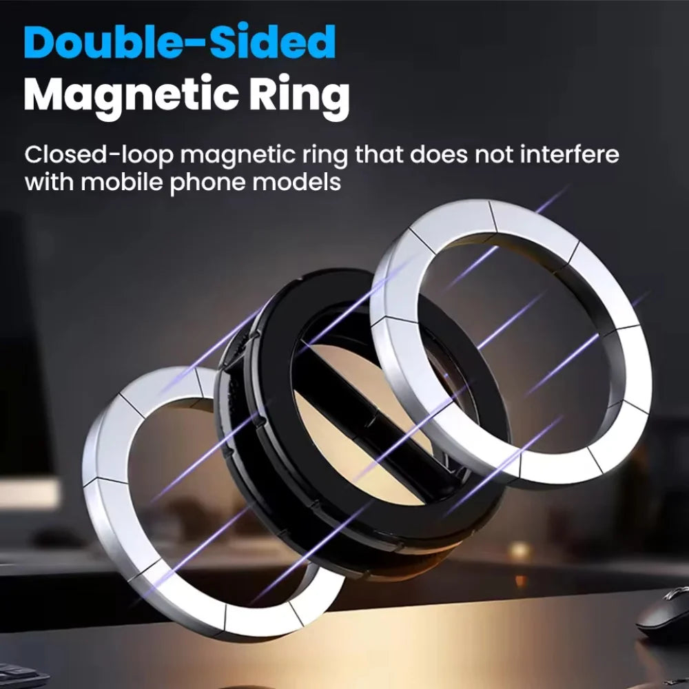 1 PC Portable Foldable Magnetic Phone Holder 360° Rotating Double-Sided Car Mount with Double Magnetic Absorption Mobile Stand