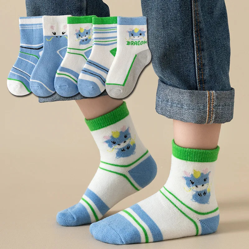 5Pairs Baby Socks Newborn Baby Boy Cute Short Sock 0-1-3-10Y Kids Cotton Toddler Cartoon Soft Children's Sports Socks for Girls