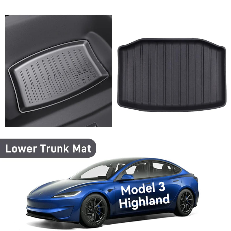 For Tesla Model 3/ Y TPE Trunk Mat Juniper Highland 2020 2021 2022 2023 2024 2025 Custom Cargo Mat Liner Seat Back Protector