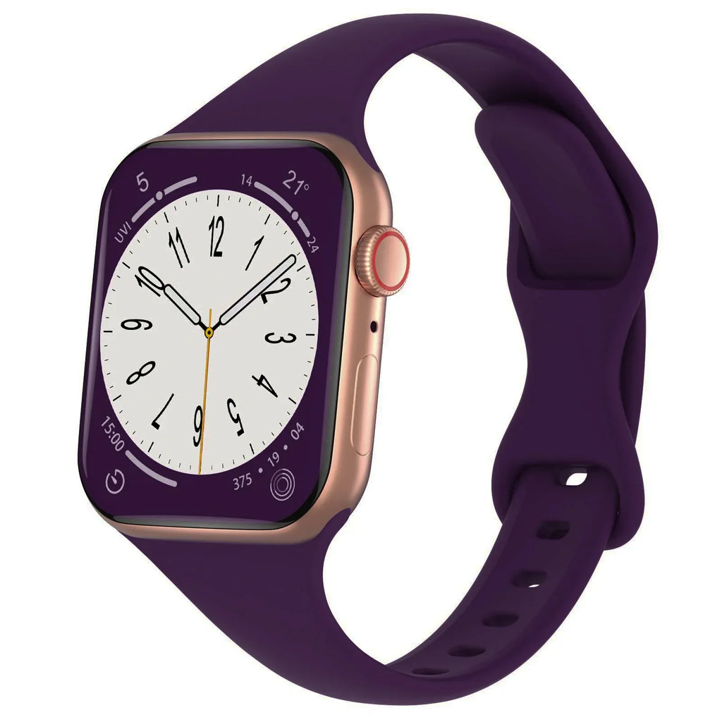 Thin Silicone Strap For Apple Watch 40mm 44mm 45mm 41mm 38mm 42mm Solid Color Strap Bracelet For IWatch Series 1 2 3 4 5 6 SE 7