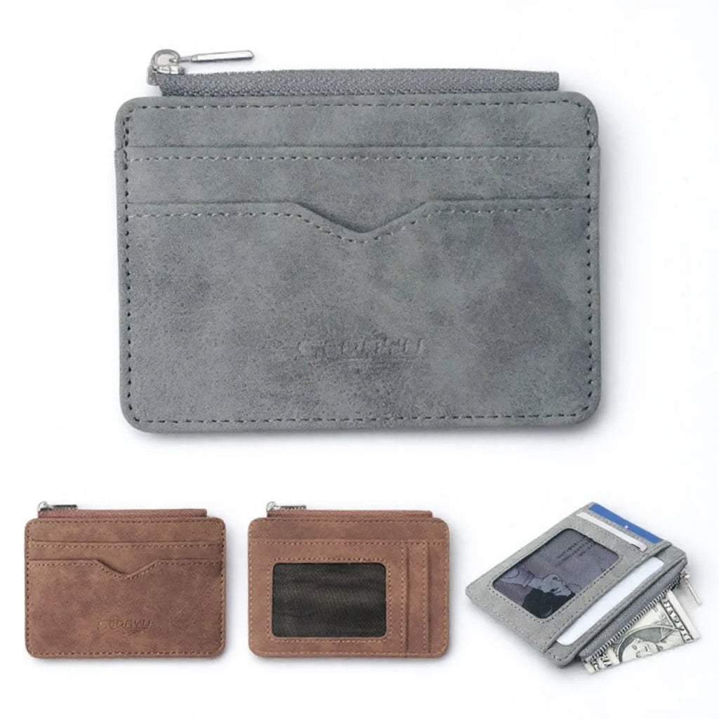 Mini Travel PU Leather Card Holder Wallet Lizard Pattern ID Window Case for Men Women Compact Wallet Organizer