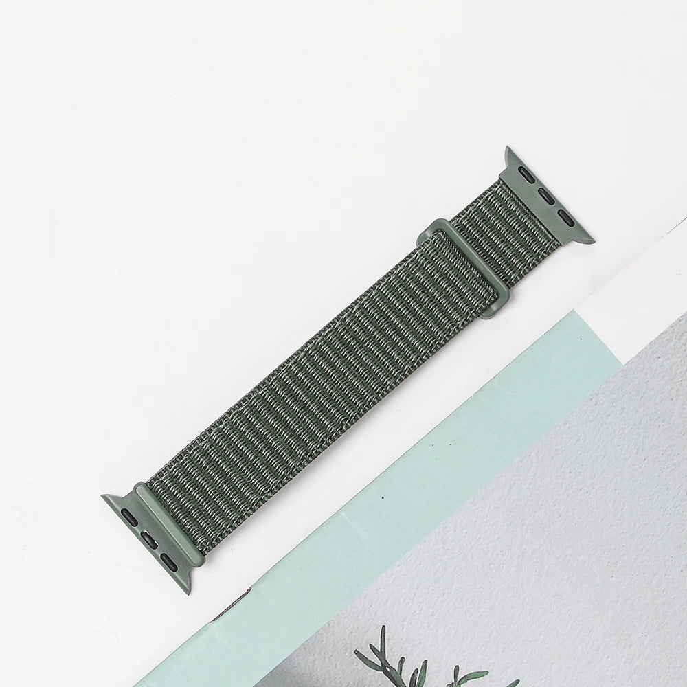 Nylon Strap For Apple Watch Band Ultra 2 49mm 45mm 41mm 44mm 42mm 38mm Adjustable Elastic Bracelet For iWatch Series 9 8 7 6 5 4