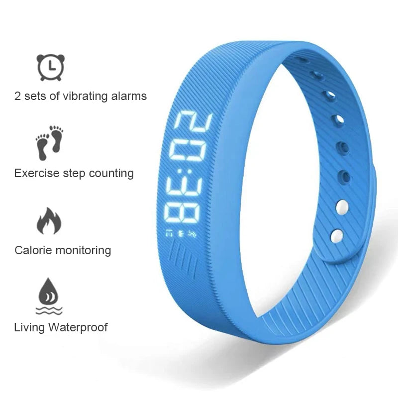 Smart Bracelet LED Digital Vibration Alarm Wrist Waterproof Smart Clock Smartband With Running Pedometer Monitor Smart Band