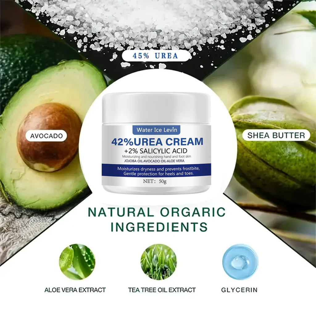 50g Ultra Moisturizing 42% Urea Aloe Vera Foot Cream - gentle exfoliating daily foot moisturizer