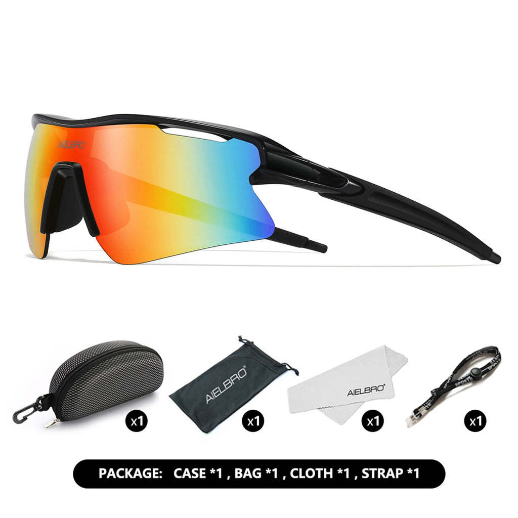 AIELBRO Sports Sunglasses for Men Women Cycling Running - UV400 Protection Bicycle Glasses for Road Bike & Outdoor Activities