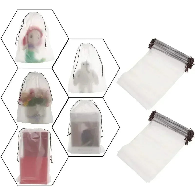 12/10pc Transparent Frosted Drawstring Bags Travel Waterproof Makeup Pocket Shoes Clothes Portable Underwear Organizer Pouch Bag