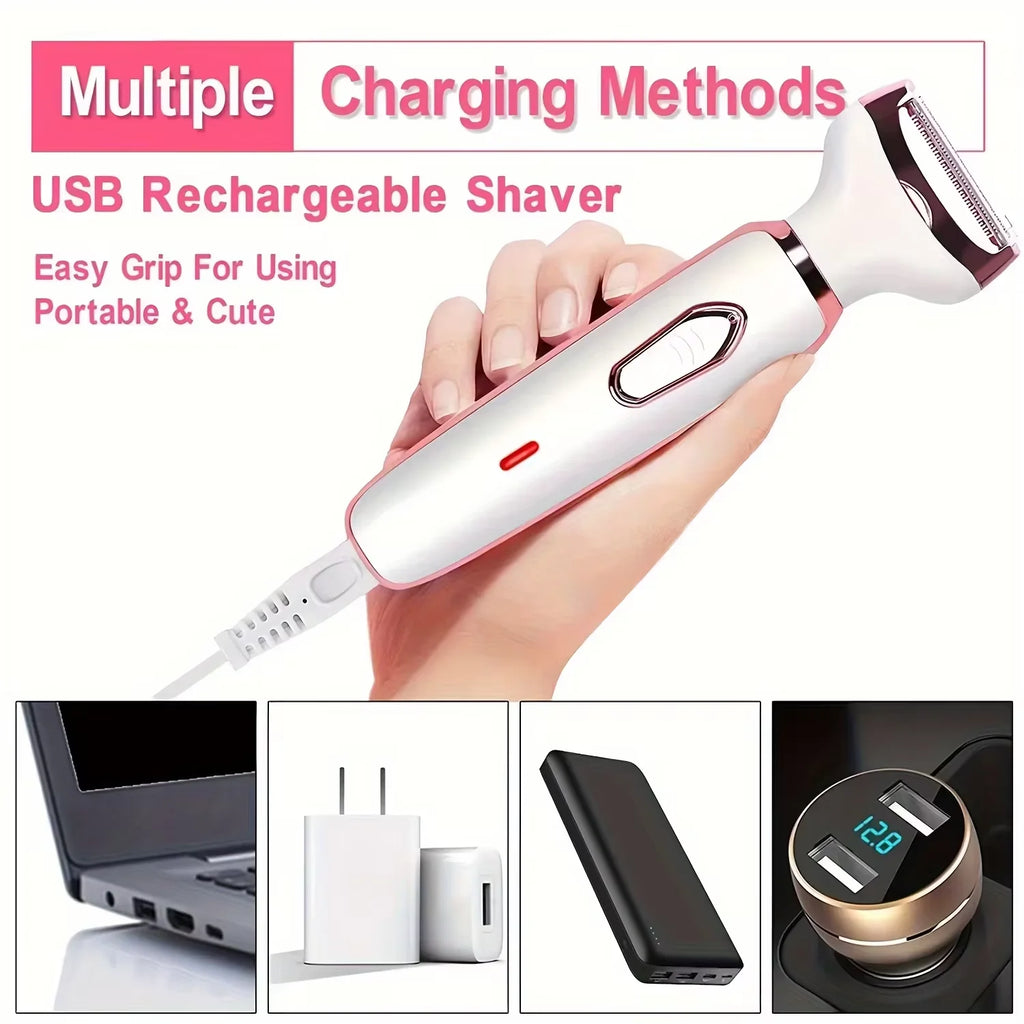 HOMEFISH 4 In 1 Electric Lady Shaver Body Hair Removal Epilator Painless Cordless Trimmer Razor, Gifts For Women