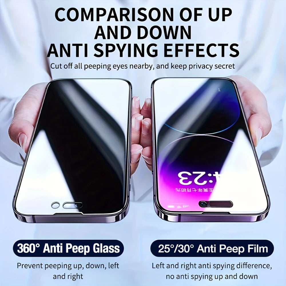 NNBILI 2pcs 4-Way 360-Degree Privacy Screen Protectors Features Tempered Glass With For iPhone 17 16 15 14 13 12 11 Pro Max XS