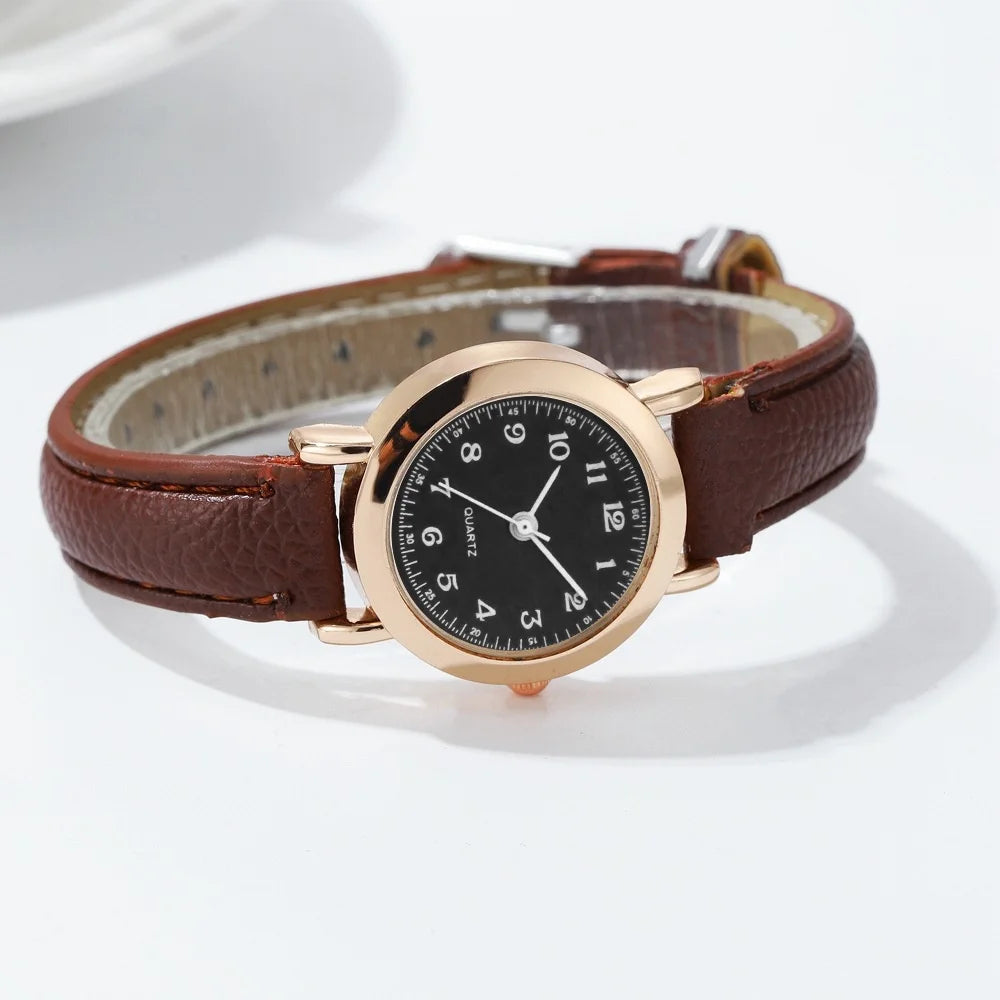 Elegant Women's Watch Minimalist Leather Strap Quartz Wristwatch Casual Dress Watches
