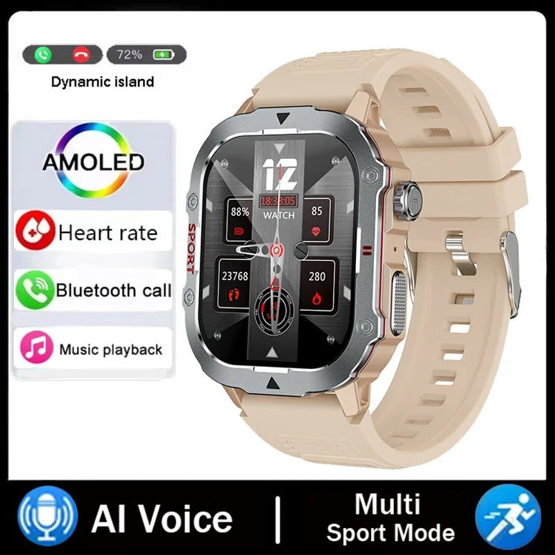 2026 New Military Smart Watch Men Waterproof Outdoor Sports Fitness Tracker Health Monitor 2.19" BT Call Smartwatch