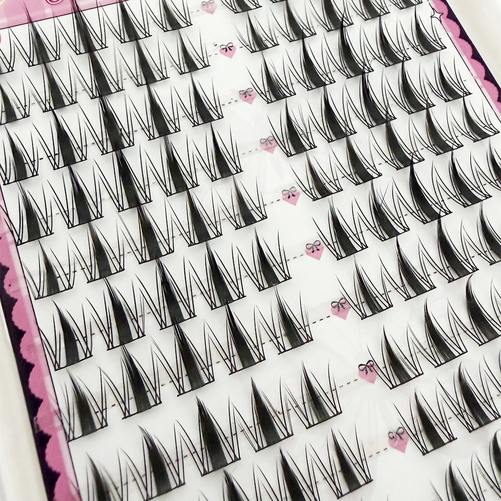 DIY Self-Adhesive Cluster Lashes 10 Rows/Box, Glue-Free Manga Style Sectioned Eyelashes Natural Look