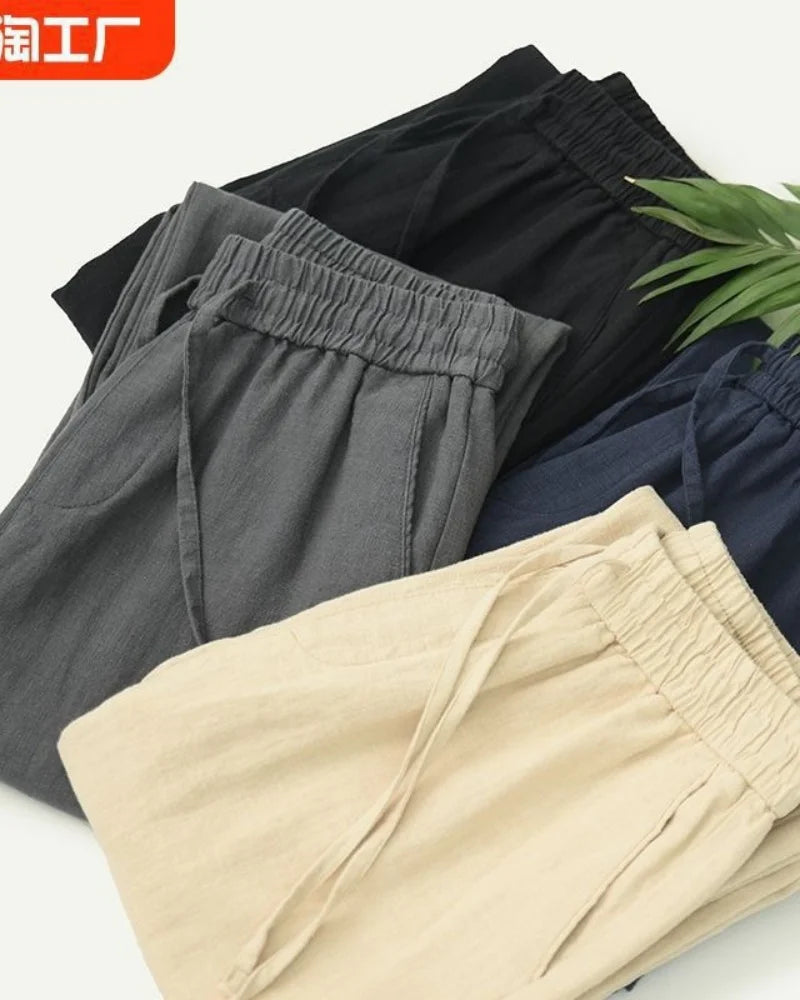 New Men's Beach Pants Joggers Fashion Cotton Linen Sweatpants Casual Pants Hawaiian Vacation Loose Spring/Summer Long M-4XL