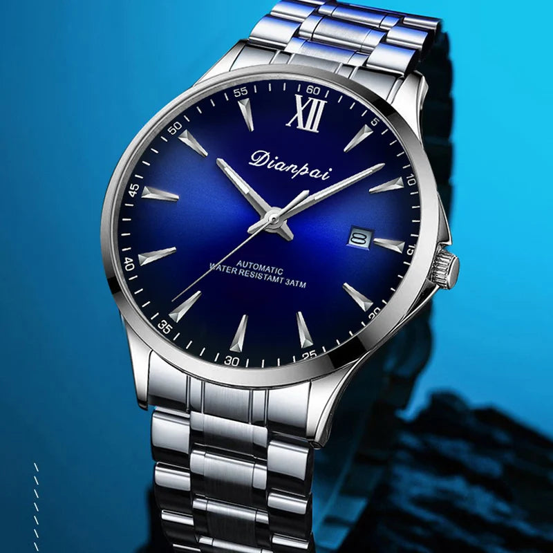 Dianpai Simple Business Men's Fully Automatic Mechanical Watch Stainless Steel Calendar Men's Waterproof Night Light Watch