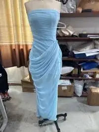 Sexy Solid Pleated Halter Women's Dress Fashion Sleeveless Backless Waist-cinching Split Maxi Dresses 2026 Summer Party Gowns