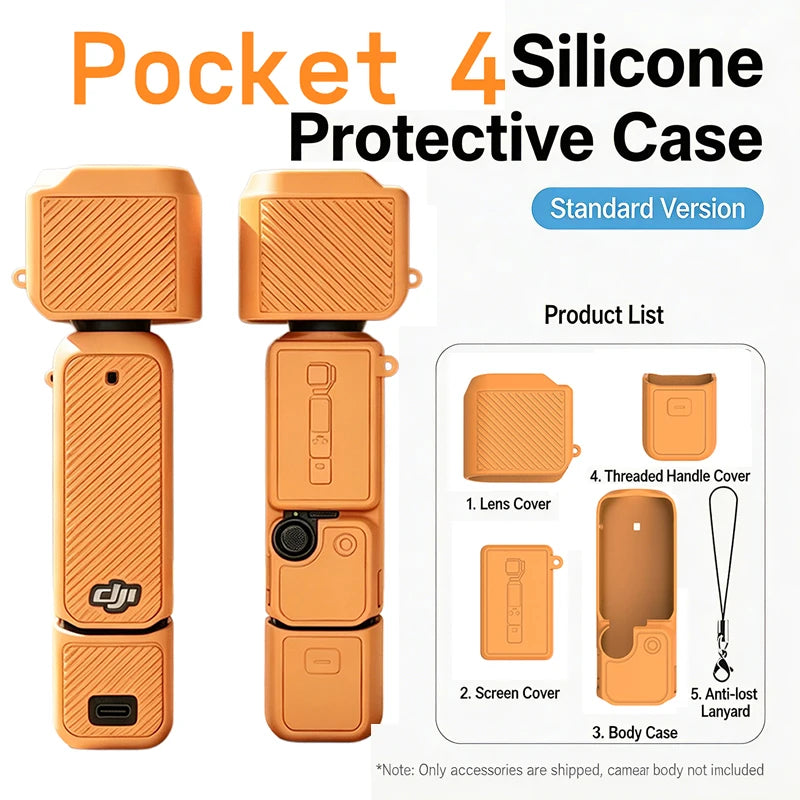 New Silicone Protective Case Set for DJI Pocket 4 Scratch-resistant Shock-resistant Protective Case for Camera Shell Accessories