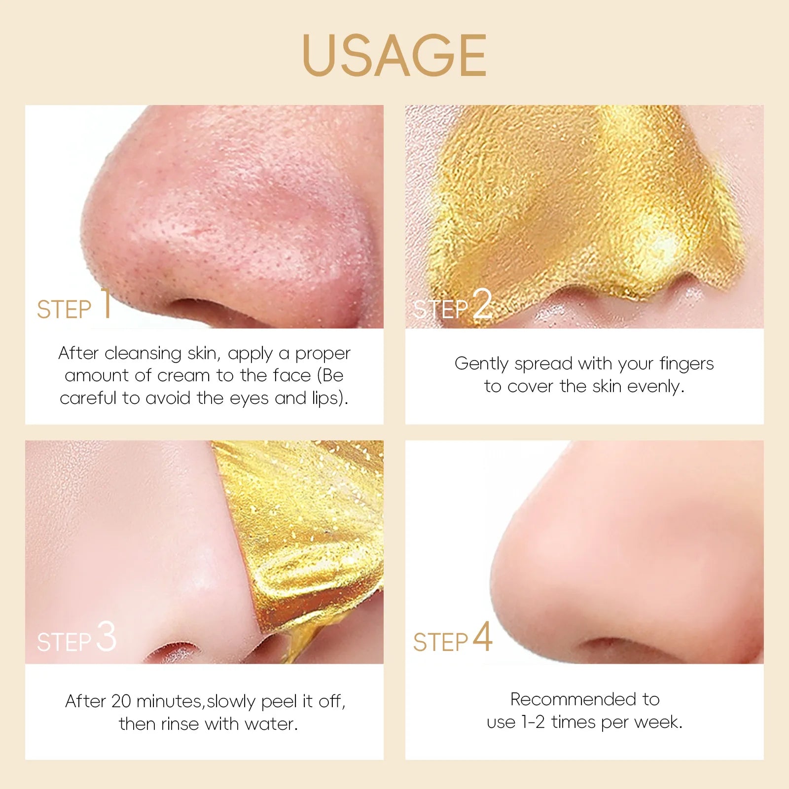 Laikou 24K Gold Snail Peel Off Mask Powerful Pore Cleaner Blackhead & Dirt Remover Detoxifying Facial Shining Skin Care 50g