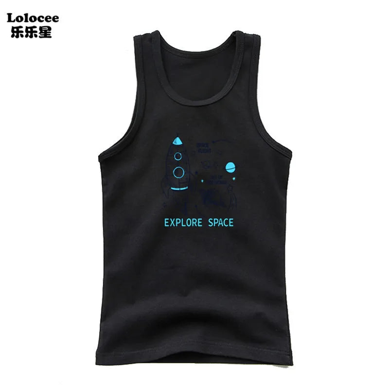 Kids Animal Sea Shark Sleeveless T-shirt 2023 Summer Children Tank Tops Baby Kids Cool Tees 3-14 Years Old