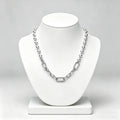 S925 pure silver gold two-color splicing buckle T-shaped women's necklace suitable for daily wear DIY exquisite jewelry gifts