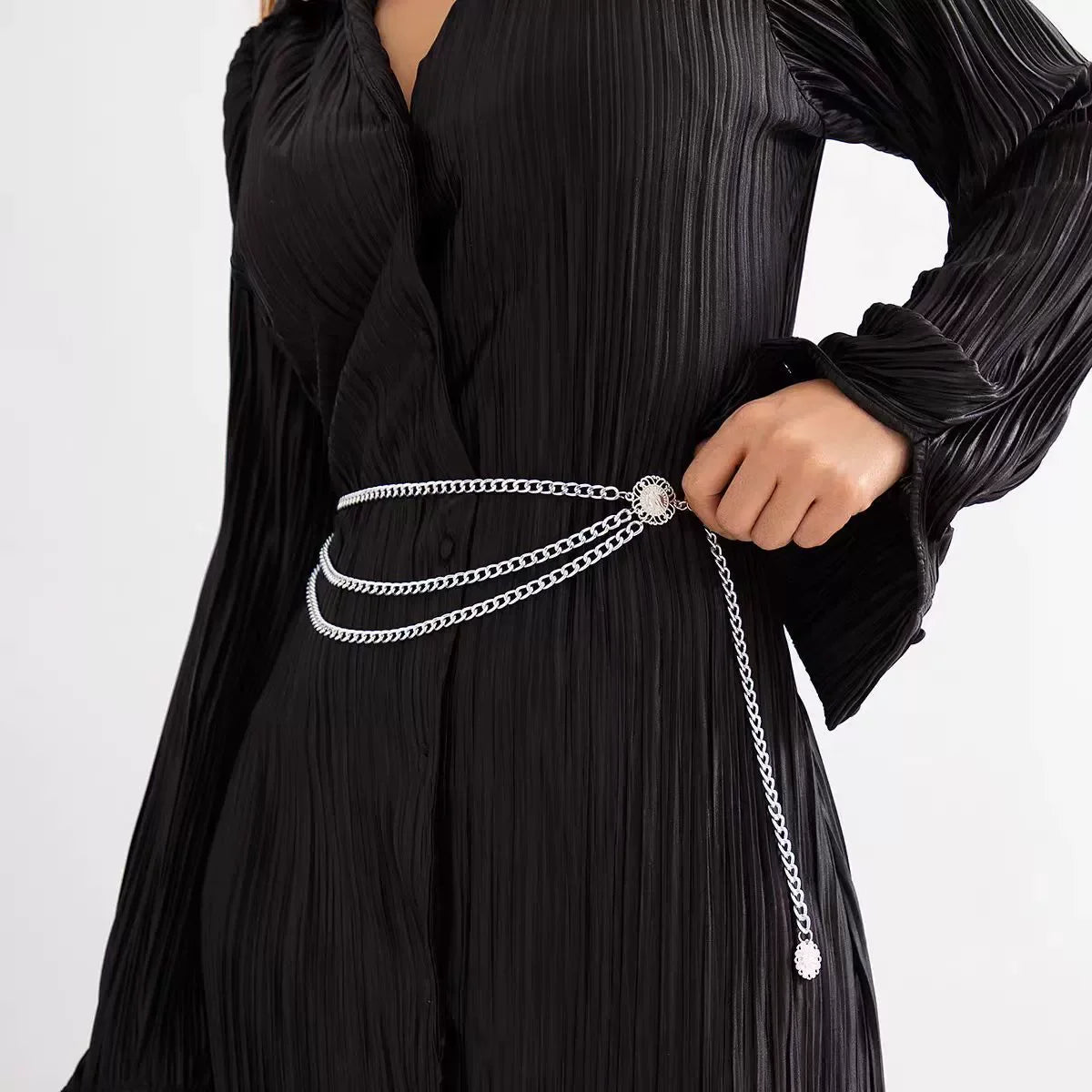 Boho Sexy Women Fashion Belt Hip High Waist Gold Silver Color Narrow Metal Body Chain Chunky Fringes New