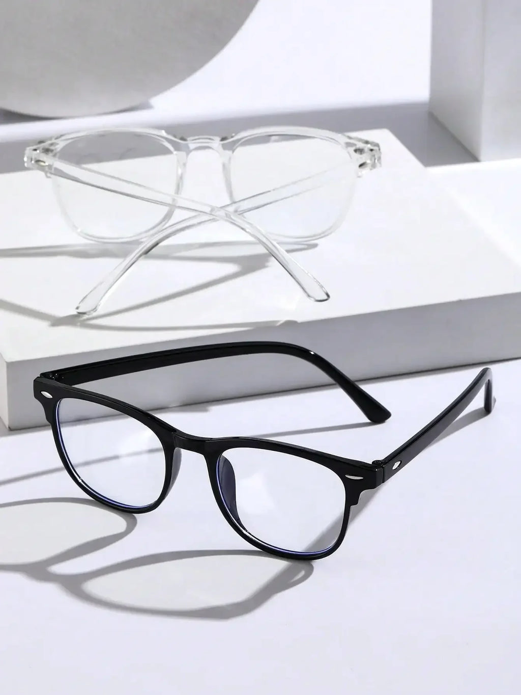 Unisex Square Plastic Frame Trendy Anti-Blue Light Clear Glasses For Back To School Clothing Accessories.