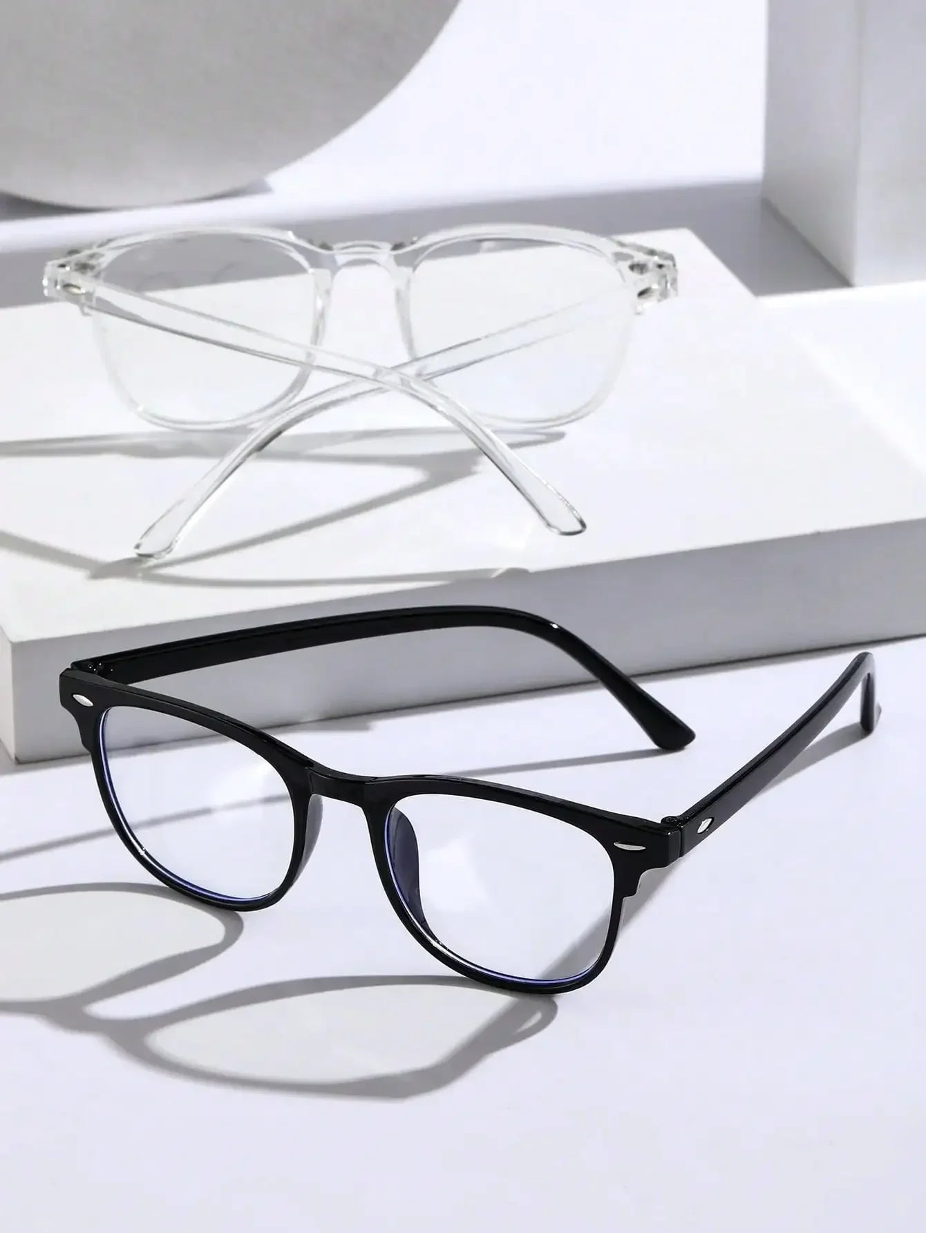Unisex Square Plastic Frame Trendy Anti-Blue Light Clear Glasses For Back To School Clothing Accessories.