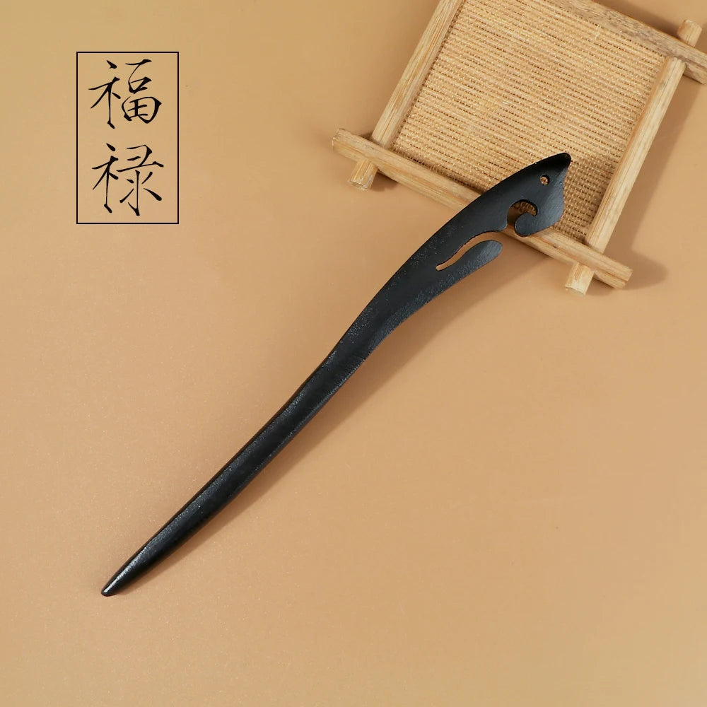 Chinese Royal Wooden Hair Clips Hair Stick Women Simple Carved Wood Hairpins Girl Exquisite Hair Style Accessories Headwear Gift