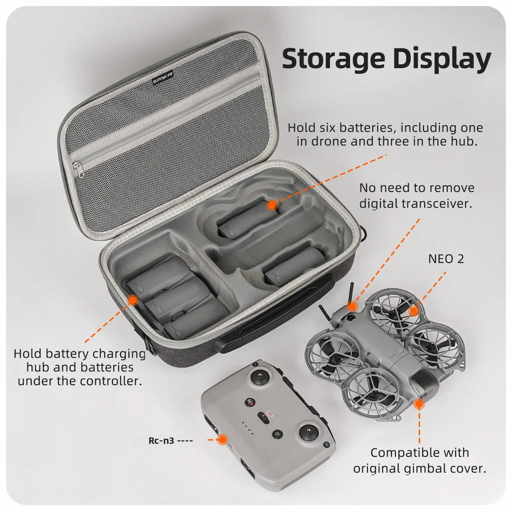 Portable Carrying Case for DJI NEO 2 Drone Hard PU Travel Storage Bag Shockproof Case Waterproof Protector Neo 2 Accessories ﻿