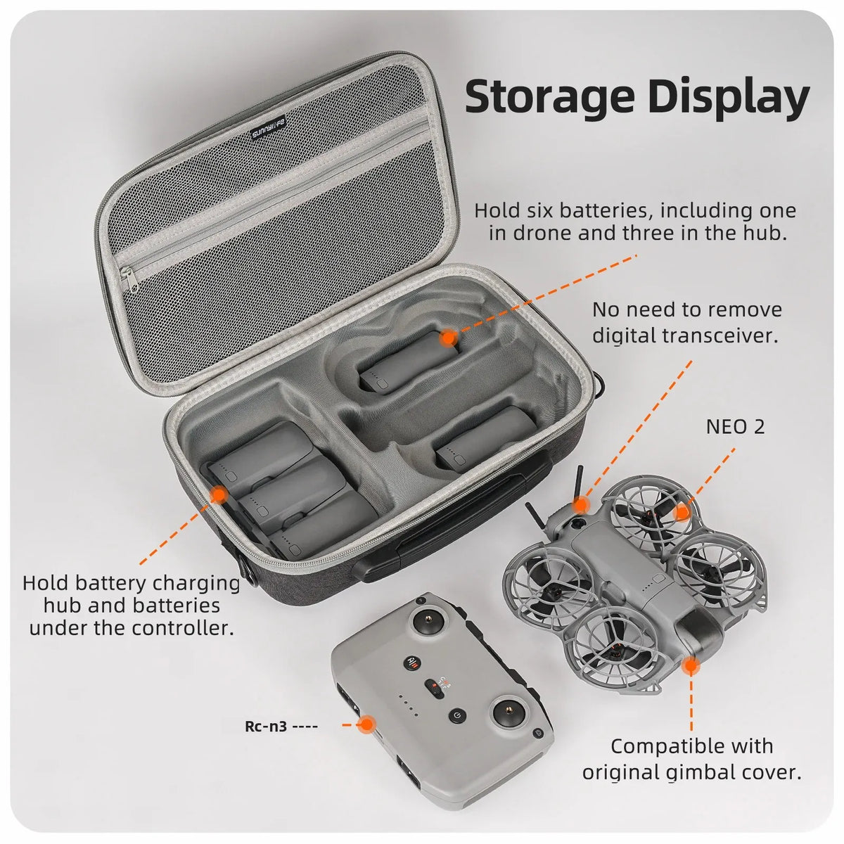 Portable Carrying Case for DJI NEO 2 Drone Hard PU Travel Storage Bag Shockproof Case Waterproof Protector Neo 2 Accessories ﻿