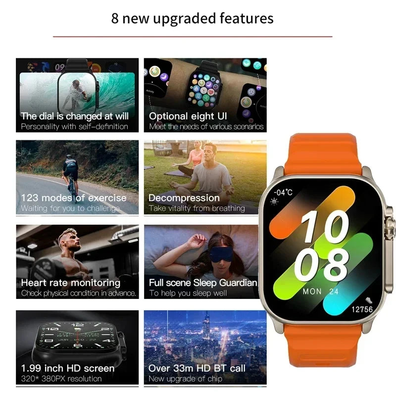 2026 New Men Smart Watch 2.01 Inch HD Screen Bluetooth Call Health Fitness Tracker Multi Sport Mode Smartwatch For Android IOS