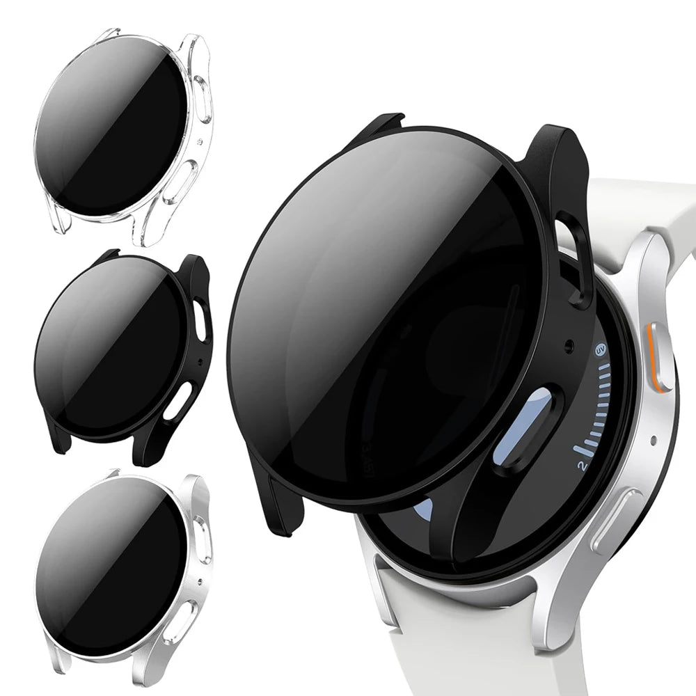 Tempered Glass+Cover for Samsung Galaxy watch 6/7 Case 44mm 40mm PC Anti-Spy Shockproof Overall Protective Cover Galaxy watch 6