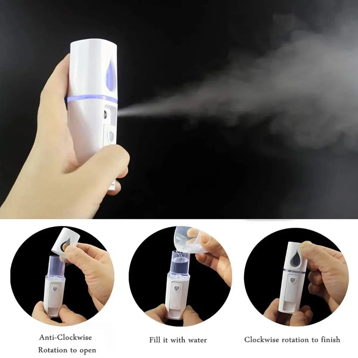 Nano Facial Mister Portable Mist Sprayer with Mirror Mini Cool Mist Spray for Skin Care Facial Body Moisturized