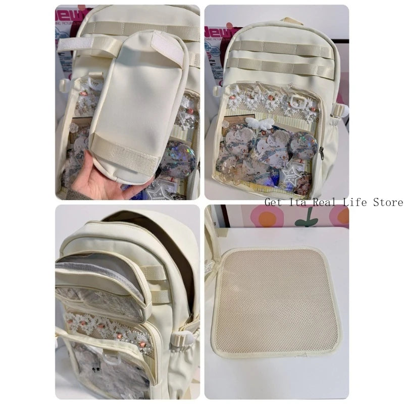 Italife Big Anime Pink Ita Backpack with Insert Plate Women Large Kawaii Yellow Itabag Dual Clear Pockets for Pin Display H260