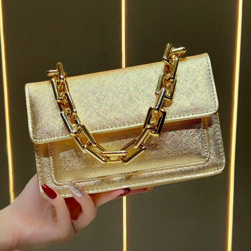 New Evening Women's Bags Luxury Brand Shiny Leather Dinner Party Women's Handbags Fashionable Women's Shoulder Crossbody Bags