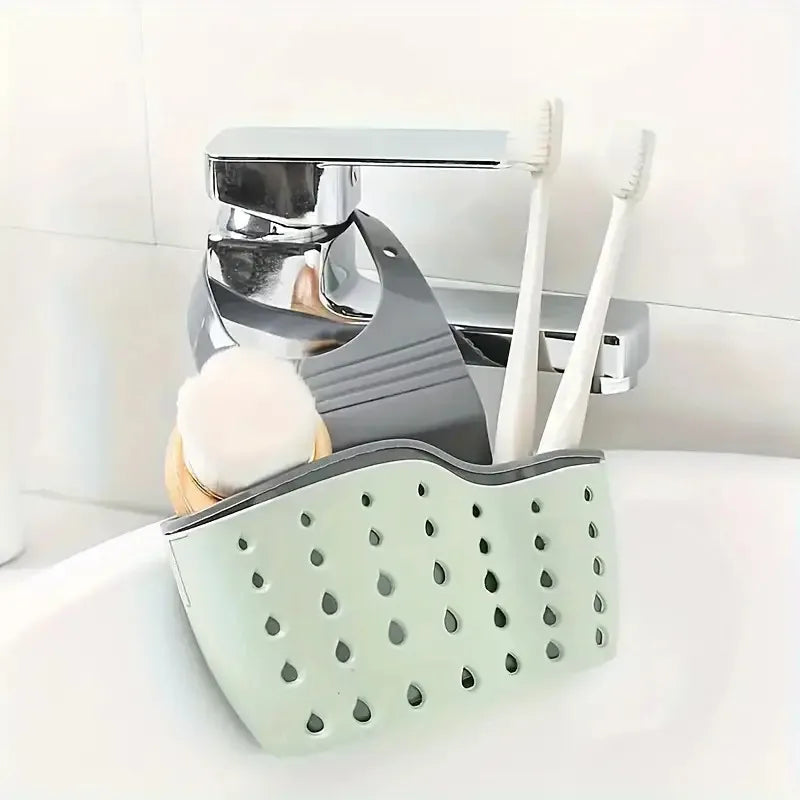 Adjustable Faucet Sink Drain Basket Rubber Sponge Soap Holder Kitchen Storage Rack Kitchen Sink Accessories